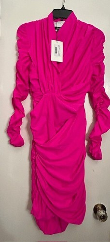 AZ FACTORY X Ester Manas Draped Lined Ruched Fitted Fuschia Mini Dress NWT 4/6 - Picture 2 of 24
