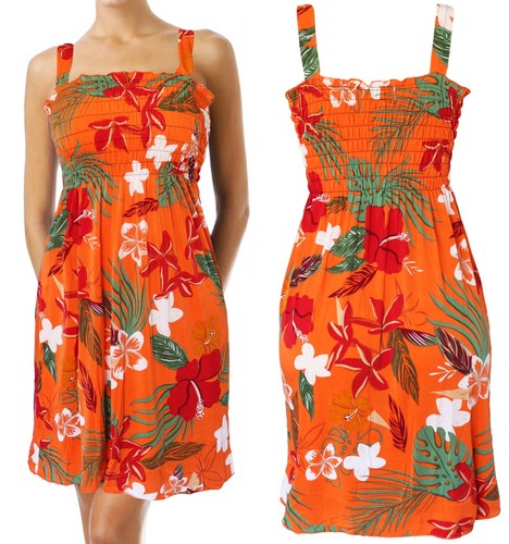 Summer Sundress for Women Hawaiian Beach Cover Up Sleeveless Smocked Dress - Picture 3 of 5