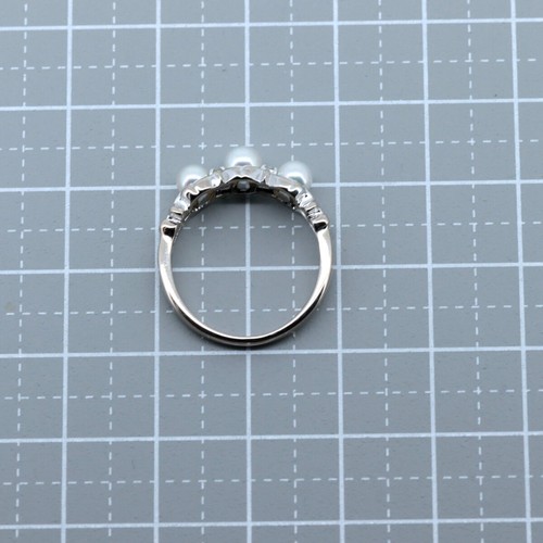 Mikimoto Pearl Diamond Ring 5.5 US Size 18K White Gold - Picture 5 of 8