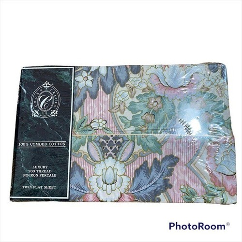 Sábana plana doble Crown Crafts Milan NUEVA floral 100 % algodón peinado floral verde - Imagen 1 de 5