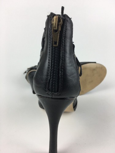 DV DOLCE VITA Womens Sz 8 Black Leather Gladiator Peep Toe Stiletto Ankle Boots - 第 10/11 張圖片