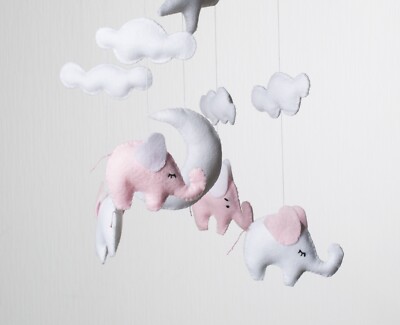 Handmade Baby Mobile Elephant Baby Crib Mobile Girl Baby Shower Gift Girl Ebay