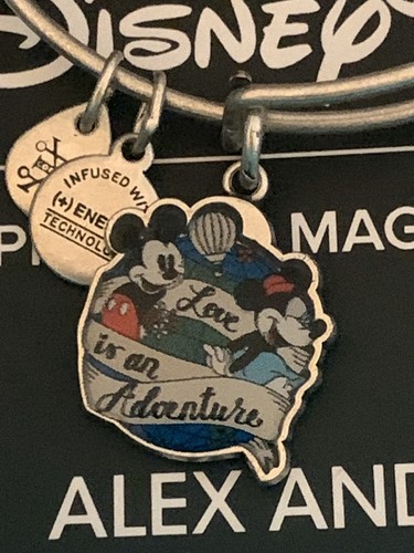 Disney Alex and Ani Love is an Adventure Bracelet Silver Mickey Minnie Bangle - Picture 4 of 4