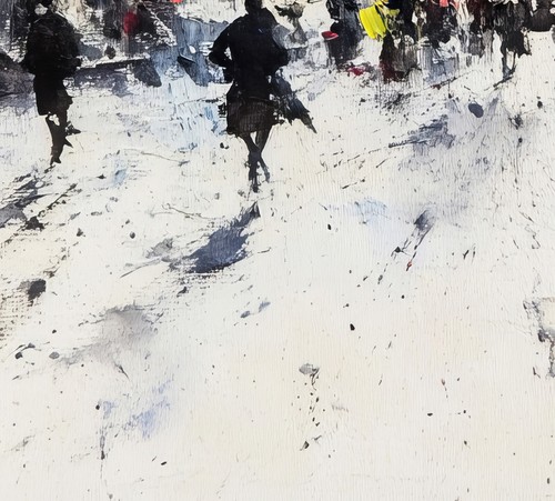 Winter City Crowd 5"x7" Print on Matte Paper | Expressive Urban Scene - Picture 7 of 7