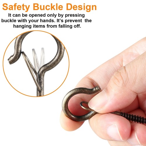 48 PCS Q-Hanger Hooks, Screw Hooks for Outdoor String Lights, Safety Buckle D... - 第 2/7 張圖片