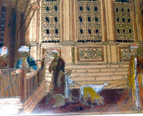 Egyptian engraved and etched copper panel art The Fountain of Toosoon Pacha - Picture 11 of 14
