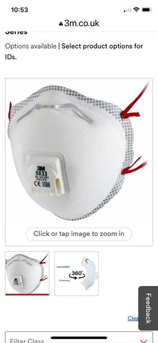 New Box of 10 3M™ Particulate Respirator, FFP3, Valved, 8833 Filter Mask 10/25 - Picture 4 of 5