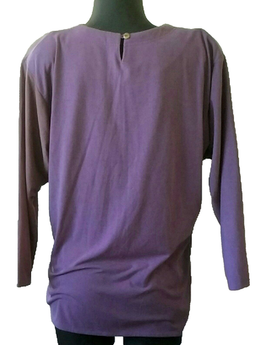 Women Long Sleeve Floral Rhinestone Embroidered Polyester Top Purple M (12-14) - Picture 7 of 11