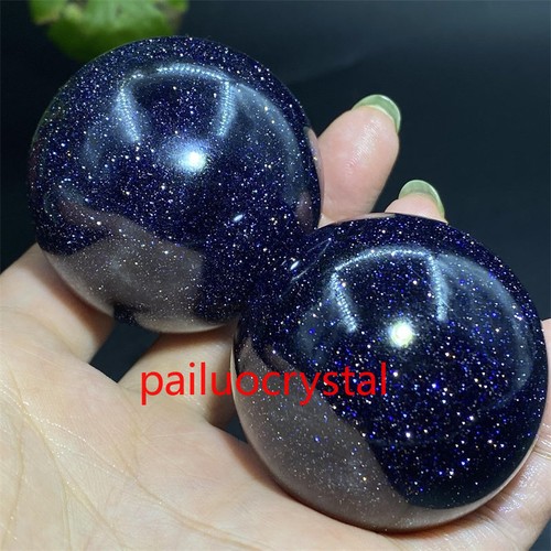 1pc blue Gold Sand Ball Quartz Crystal Sphere Reiki Healing Gem 35mm+ - Picture 8 of 12