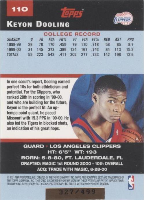 2000-01 Bowman's Best - Keyon Dooling #110