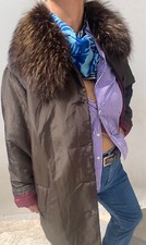 Gianfranco Ferre Coat Size 14 + Uk Brown Fur Collar Lightweight Vintage Rrp £699