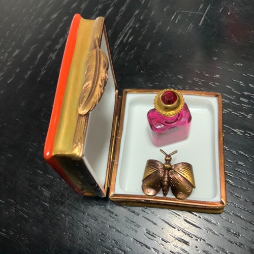 CAJA BARATIJA REHAUSSE MAIN LIMOGES ROCHARD BOTELLA DE PERFUME PARÍS INTERIOR IMPRESIONANTE - Imagen 8 de 10