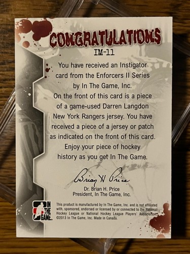 2013/2014 - In The Game - Enforcers II - Instigator Cards - Picture 29 of 57