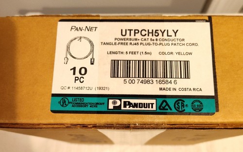 Panduit UTPCP5YLY Patch Pan-Net 5ft Yellow RJ45 Patch Cord 10 pack - Afbeelding 6 van 6