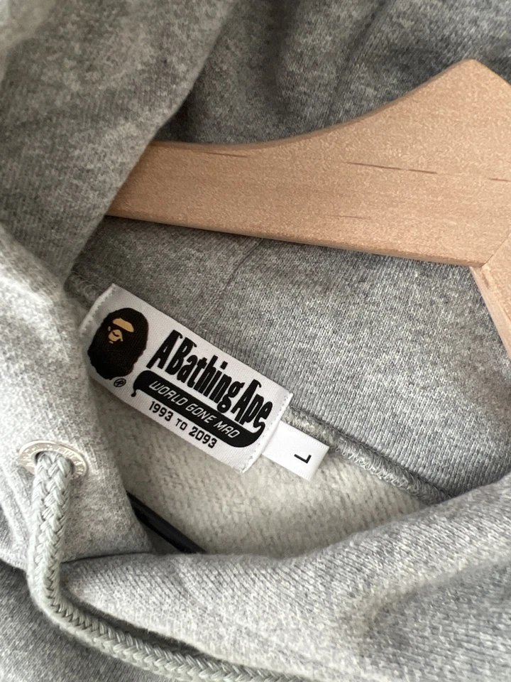 KID CUDI X BAPE A BATHING APE JERSEY SUDADERA CON CAPUCHA GRIS HOMBRE’S GRANDE NUEVO RARO COLABORACIÓN Foto 4 de 4