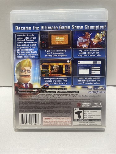 BUZZ QUIZ TV GAME FOR PS3 PLAYSTATION 3, GAME DISC, CASE, MANUAL, NO BUZZERS - Picture 2 of 4