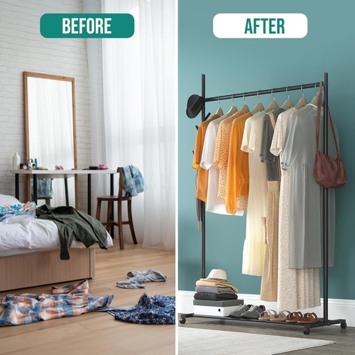 Heavy Duty Clothes Rail Hanging Garment Rack Shoe Storage Shelves Open Wardrobe - Picture 5 of 64