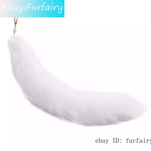 50cm/20" Echt Fuchsschwanz Fell Tasche Schlüsselanhänger Anhänger Erwachsene Spiele pelziges Cosplay Spielzeug - Bild 14 von 17