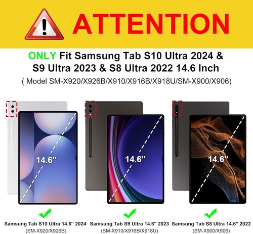 Case for Samsung Galaxy Tab S10 Ultra/ S9 Ultra w/ Shockproof & Tri-Fold Stand - Picture 7 of 9