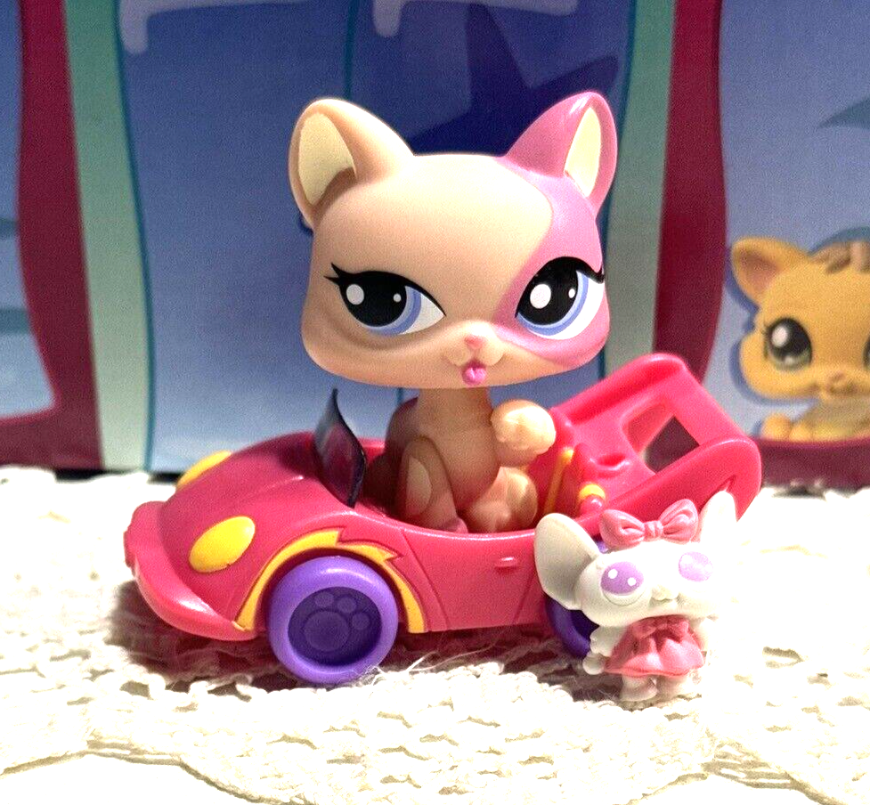Liila 600 TEA TIME ねこ シークレット LITTLEST PET SHOP LPS AUTHENTIC PINK & TAN PAW LICKING CAT
