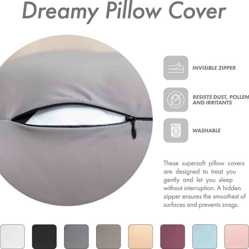 Cover Only for Premium Microbead Bed Pillow, Large Extra Smooth, Stone Grey - Picture 8 of 9