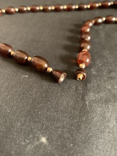 Vintage Costume Jewelry Brown & Gold Plastic Beads Necklace 11” Screw Clasp - Picture 3 of 4