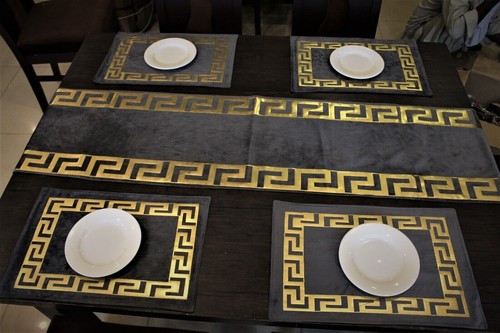 Special XMas Velvet Table Runner Greek 8pc Placemats Velvet-Gold/Silver key - Picture 7 of 58