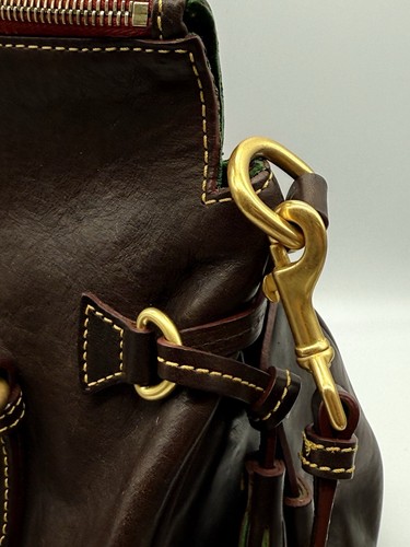 Cartera de cuero marrón oscuro florentina Dooney and Bourke correa para el hombro borlas - Imagen 6 de 20