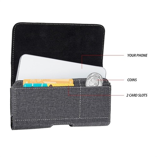 For LG G3 Dual Slots Leather Pouch Belt Clip Holster Phone Case Cover-Black - Picture 3 of 8