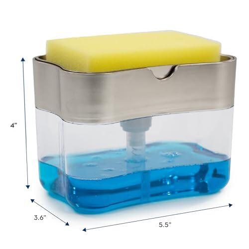 Dish Soap Dispenser and Sponge Holder for Kitchen Sink, Sponge Metallic Grey - Bild 7 von 7
