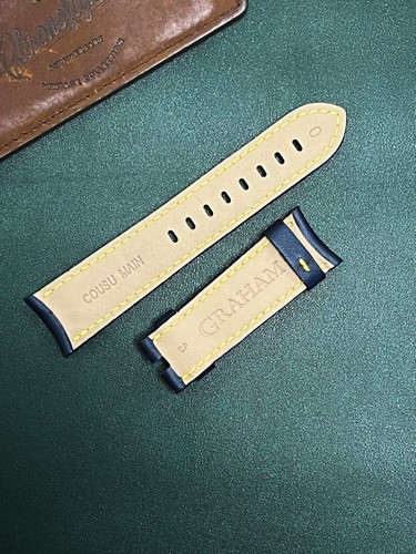 Original Graham Chronofighter Vintage Swordfish bronze 22mm Blue leather strap - Picture 7 of 7