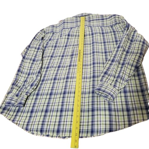LL Bean Men's Long Sleeve Button Shirt Plaid Cotton XL Tall White Purple Green - Picture 12 of 15