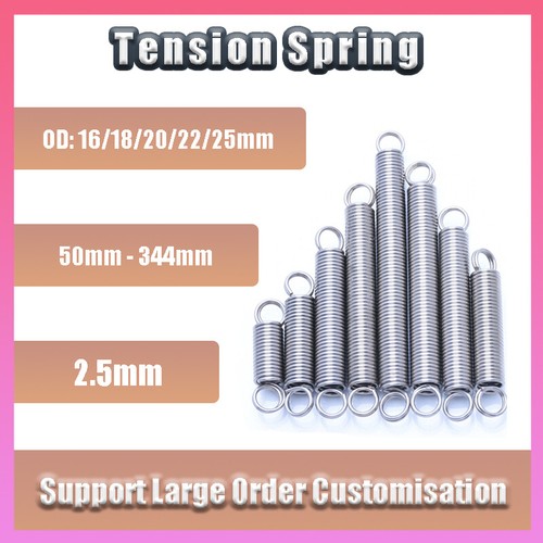 A2 Stainless Steel Tension Springs | Ø2.5mm×50-344mm for Automotive, Industrial - Picture 1 of 8