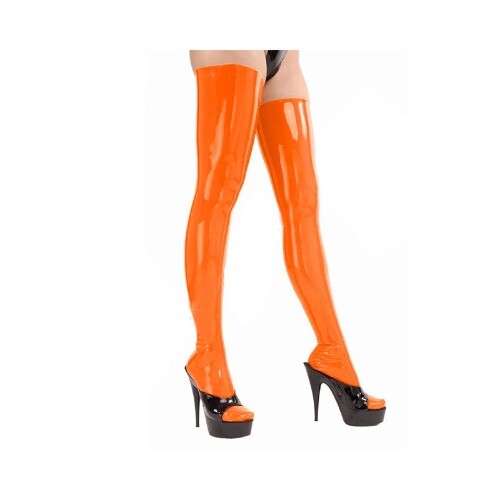 Sexy Faux Leather PVC Stockings Latex Thigh High Stockings Costumes Bodystocking - Picture 13 of 36
