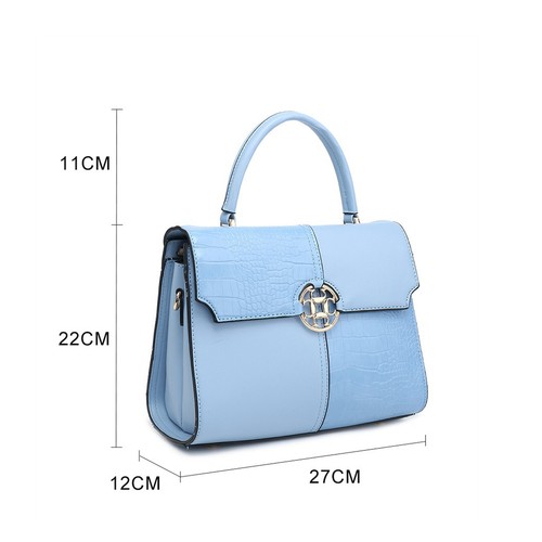 Croc pattern Plain Asymmetric design S-Medium Tote Lady faux leather shoulder - Picture 6 of 12