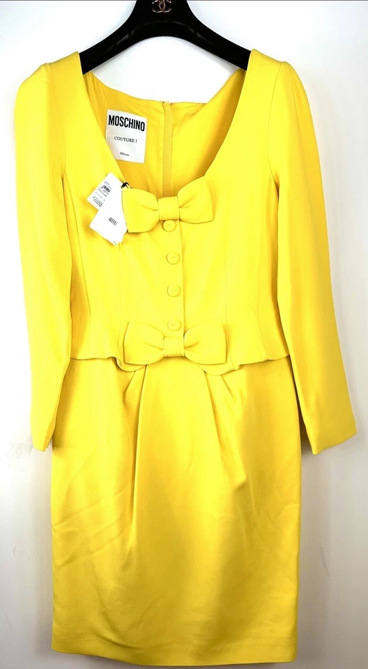 Nuevo Vestido 1.8K Moschino 2022 Barbie Amarillo Alta Costura Fiesta Lazo 40 42 4 6 8 S M Foto 2 de 4