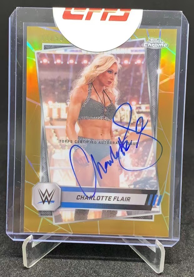 2025 Topps WWE Chrome - Charlotte Flair - GOLD Refractor Auto /50