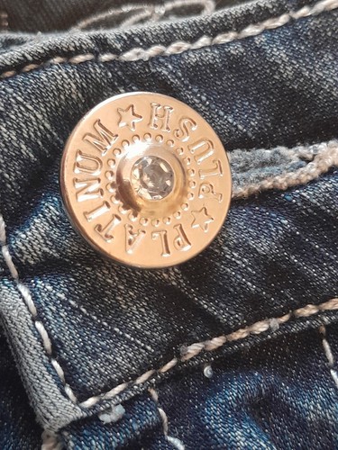 Platinum Plush Y2K Denim Skirt Mermaid Flare Tulip Studded Distressed Vtg Sz 11 - Picture 7 of 12