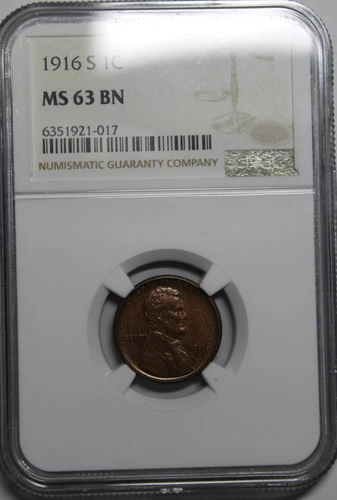 1916 S NGC MS63BN Lincoln cent