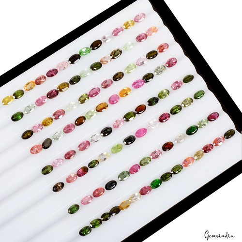 24 Ct/5x3mm Natural Unheated Multi Tourmaline Oval Cut Loose Gemstone Lot~115 Pc - Picture 5 of 8