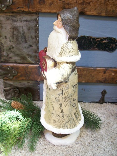 Neu im Karton 12 Zoll alte Welt Zeitungspapier Mache' SANTA Spielzeug Zug WEIHNACHTEN Figur Dekor - Bild 7 von 12