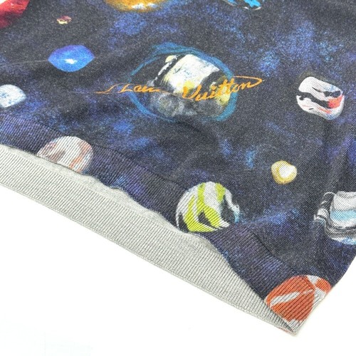 LOUIS VUITTON RM191M Galaxy Planet print knit sweater wool blue - Picture 5 of 9