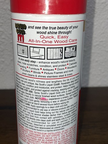 Vintage Scott's Liquid Gold Wood Cleaner & Preservative 12 oz Approx. 75% Full - Picture 5 of 5