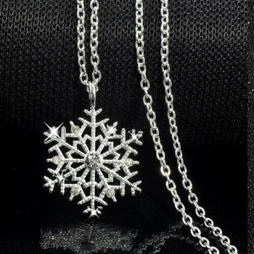 #C Fashion Snowflake Crystal Pendant Necklace Choker Women Christmas Jewelry