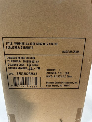 Vampirella Statue Crimson Blood Edition Jose Gonzalez DYNAMITE NIB 10/299 Low # - Picture 3 of 3