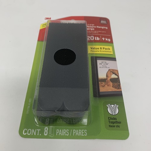 Command X-Large Picture Hanging Strips Click Together 8 Pairs Black NEW - Picture 2 of 3