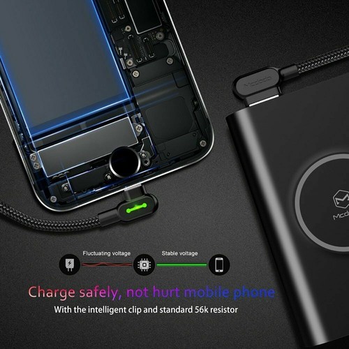 Mcdodo 90 Degree Nylon Sync Data Fast Charging Cord For iPhone Type C Micro USB - Picture 3 of 14