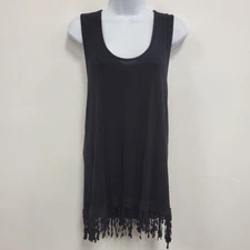 Va Va By Joy Han Womens Racerback Fringe Tank Top Size M Boho Hippie Gypsy