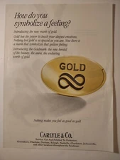Vintage 1990s Print Ad Carlyle and Co Gold Symbolize a Feeling