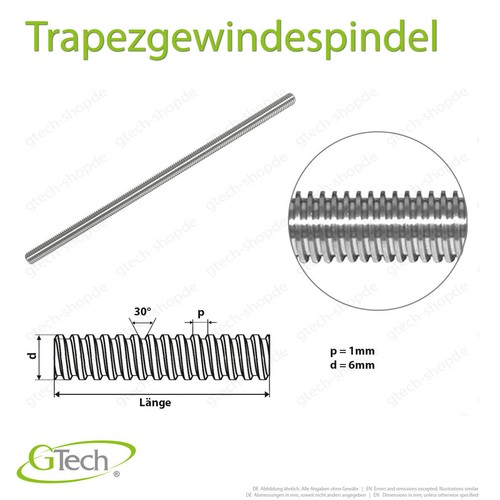 Trapezgewindespindel T3.5 T4 T5 T6 T8 bis 1000mm Länge Edelstahl Rechtsgewinde - Bild 10 von 17